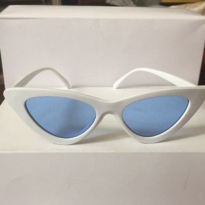 Light blue & white frame triangle sunglasses